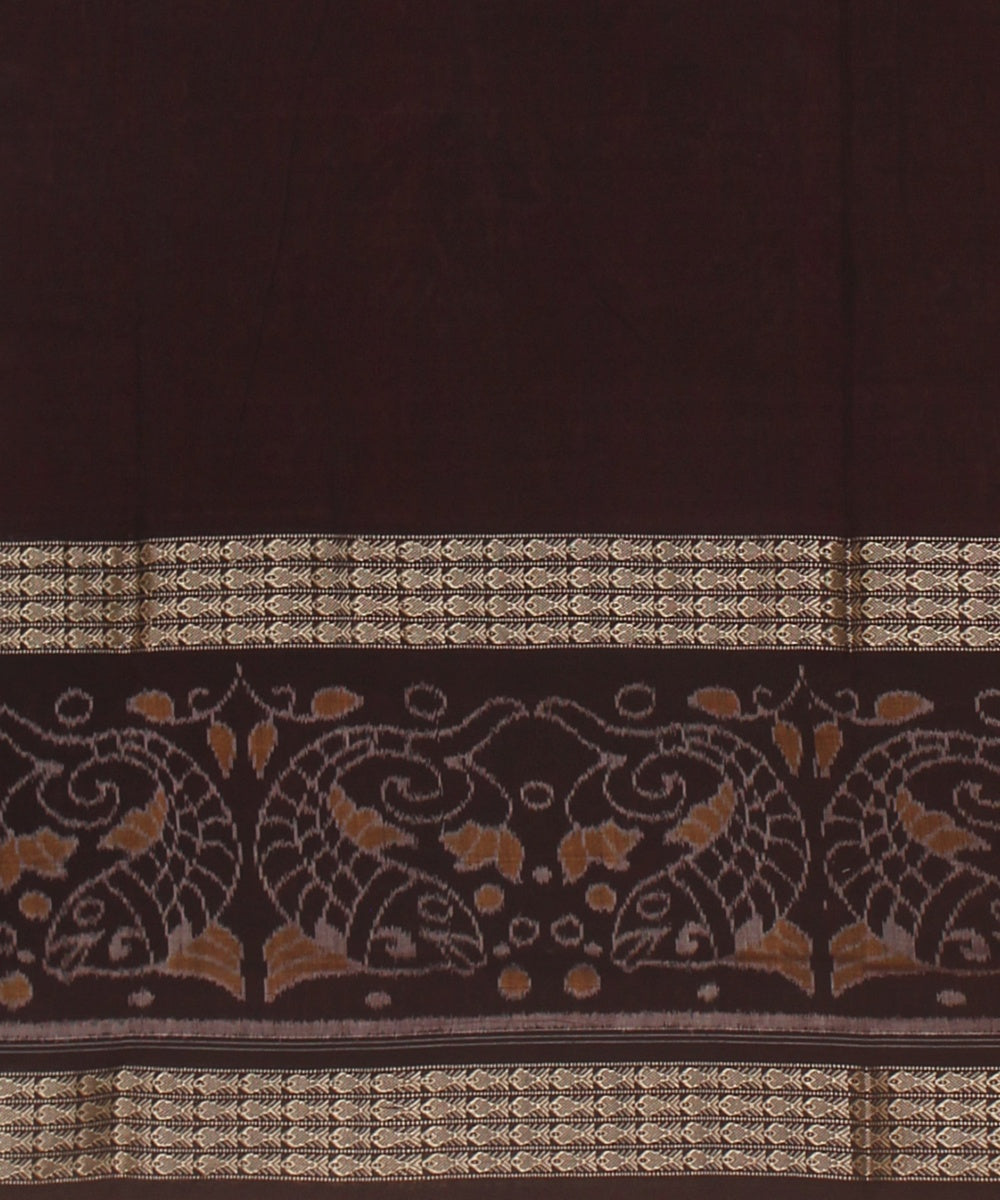 Red Coffee Cotton Handwoven Sambalpuri Saree
