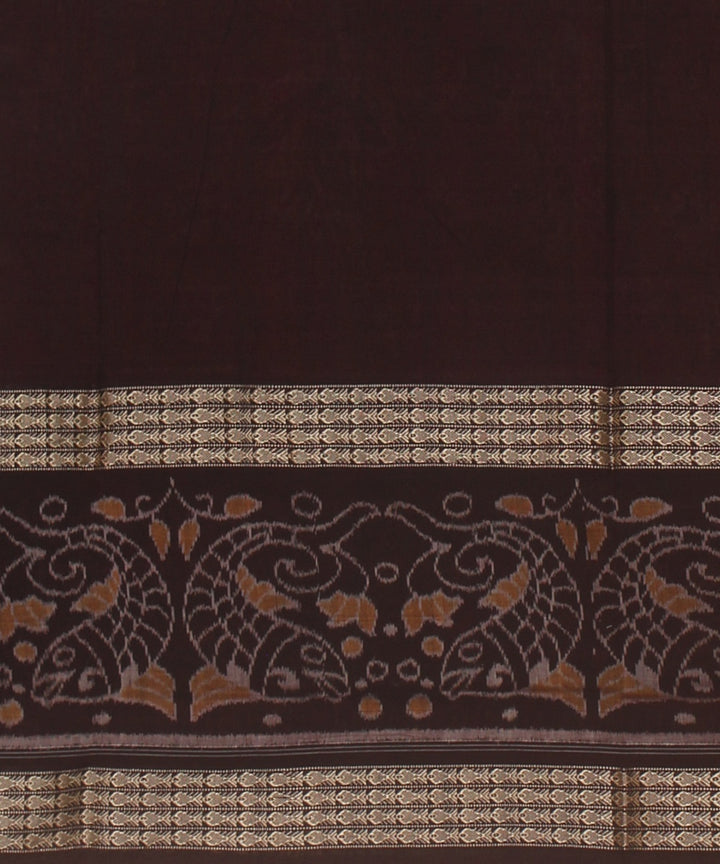 Red Coffee Cotton Handwoven Sambalpuri Saree