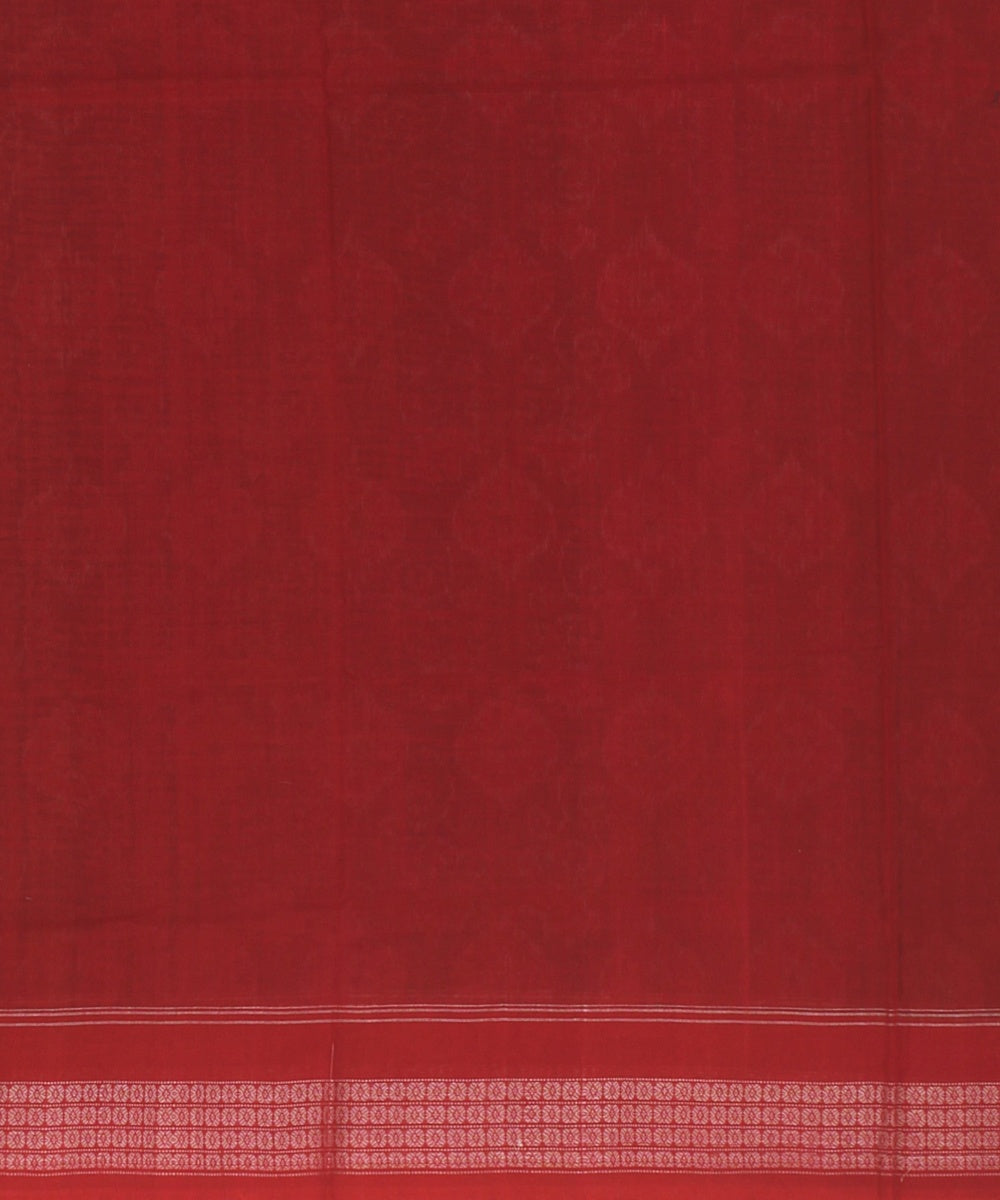 Teal Green Red Cotton Handwoven Sambalpuri Saree