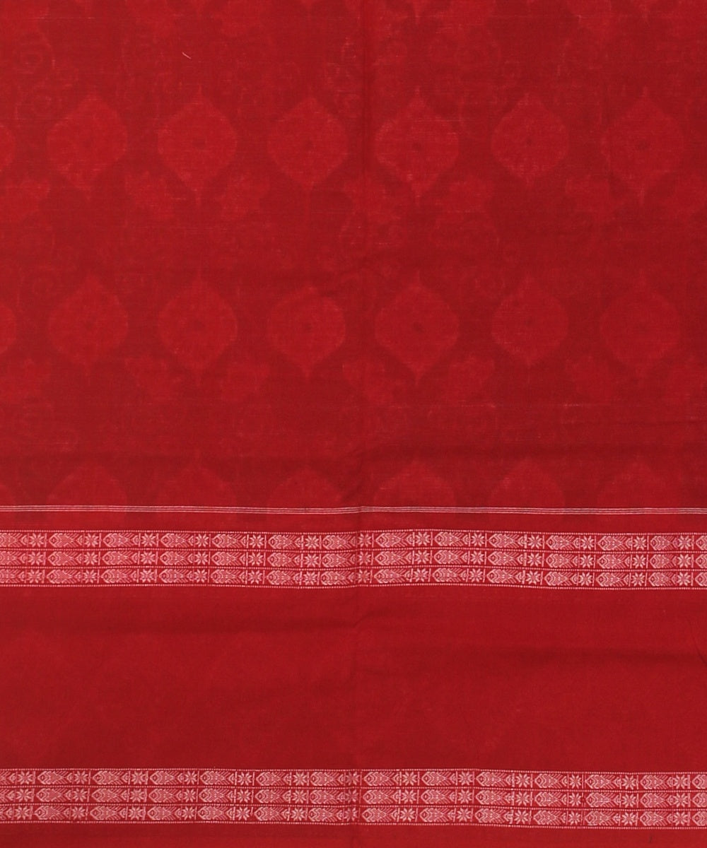 Grey Red Cotton Handwoven Sambalpuri Saree
