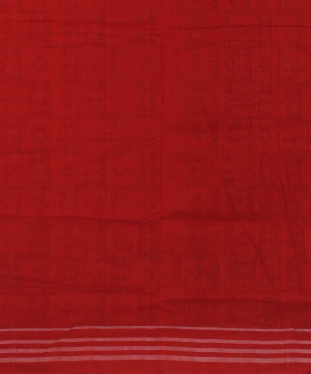 Maroon Red Cotton Handwoven Sambalpuri Saree