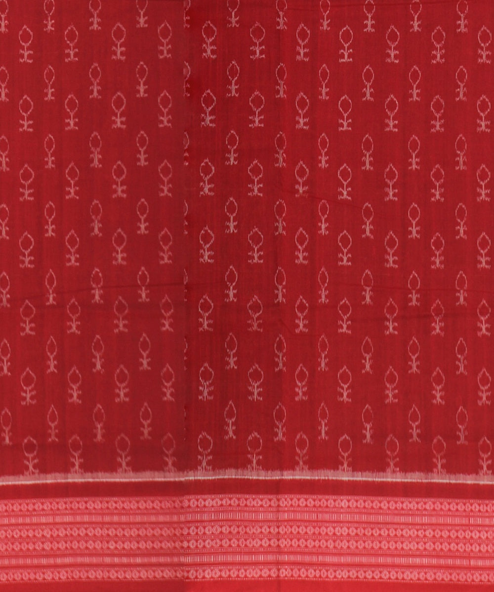 Cyan Green Red Cotton Handwoven Sambalpuri Saree