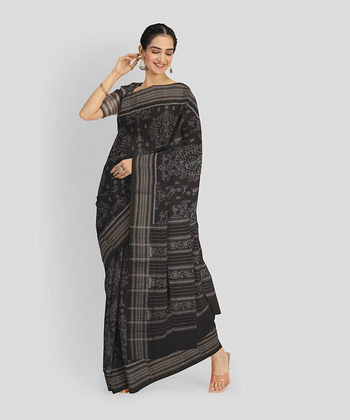 Black  Cotton Handwoven Sambalpuri Saree