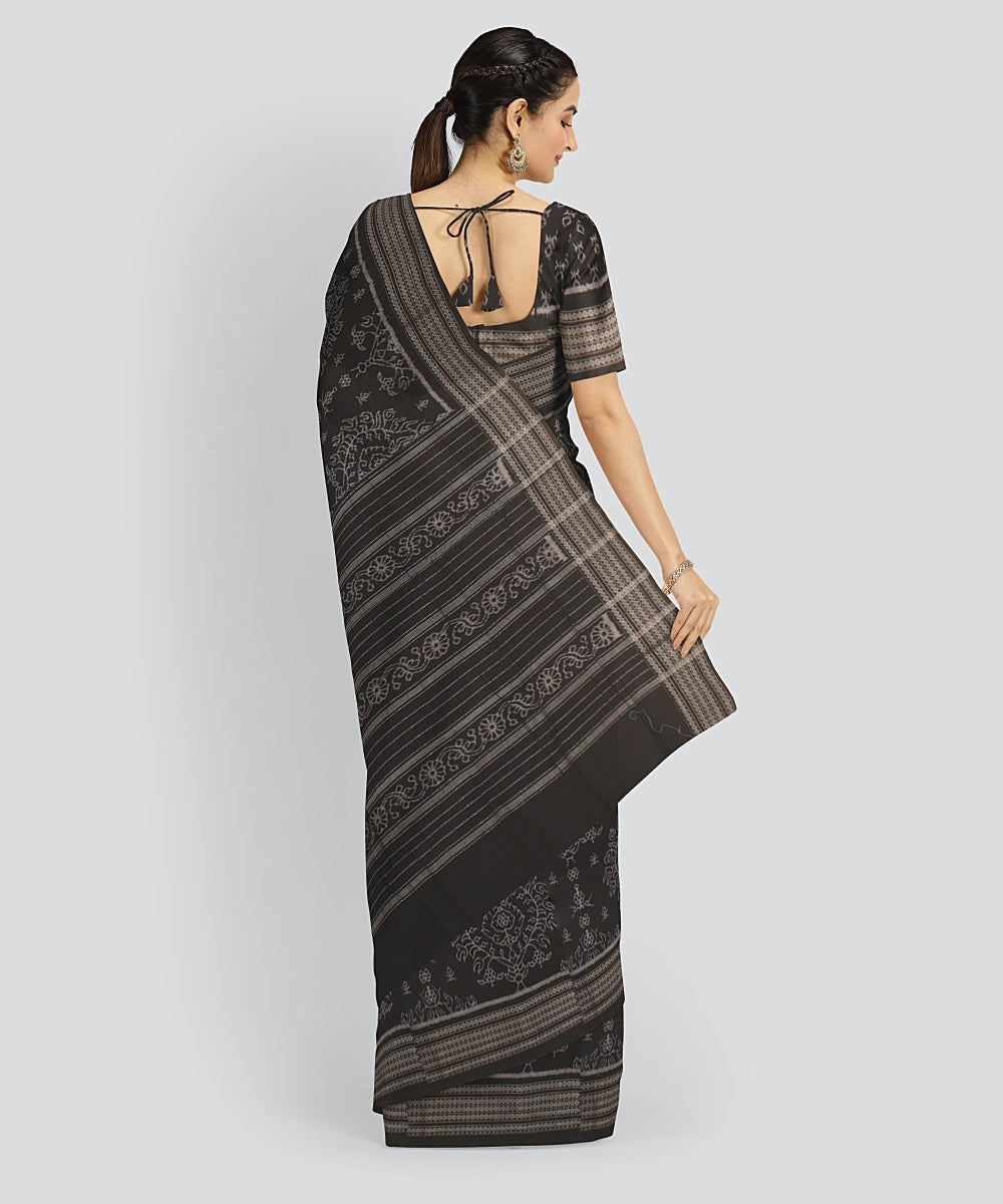 Black  Cotton Handwoven Sambalpuri Saree