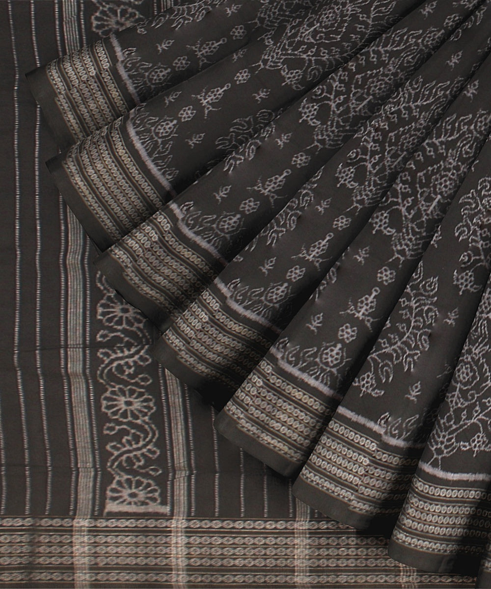 Black  Cotton Handwoven Sambalpuri Saree