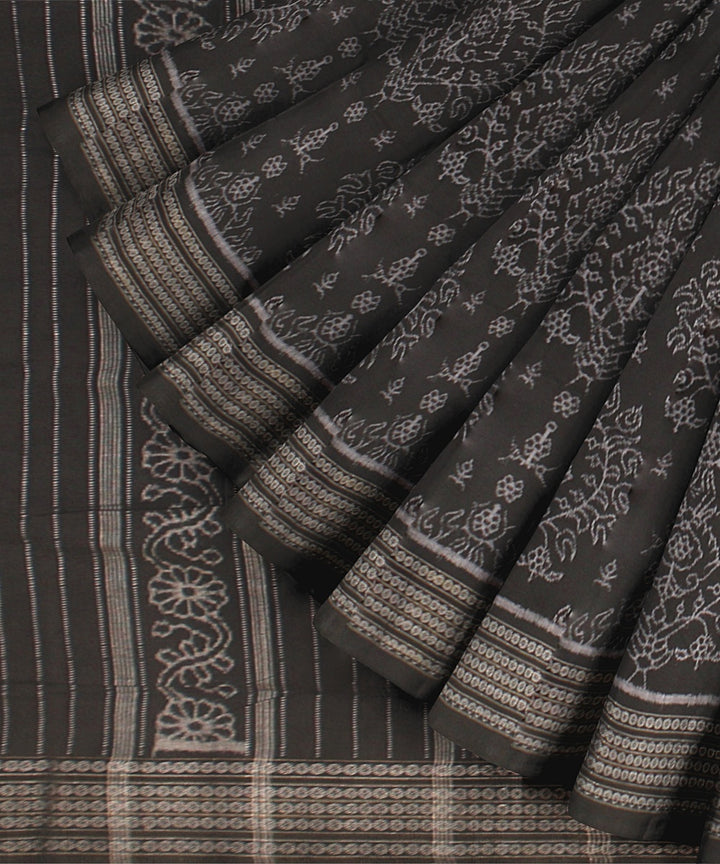 Black  Cotton Handwoven Sambalpuri Saree