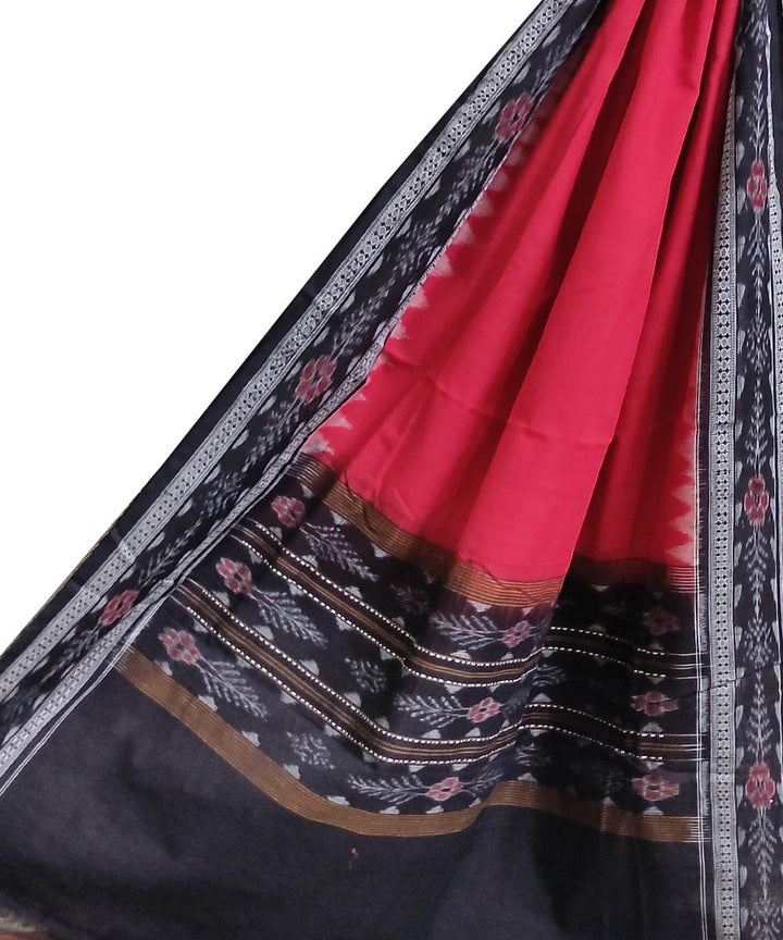 Red black handwoven cotton sambalpuri dupatta