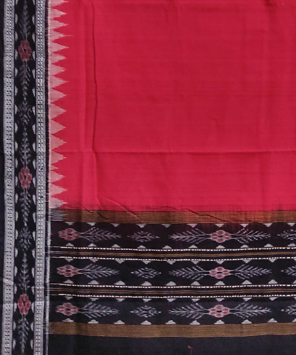 Red black handwoven cotton sambalpuri dupatta