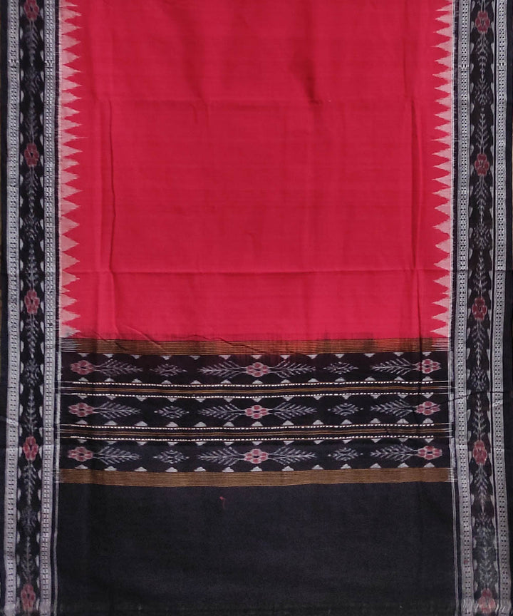 Red black handwoven cotton sambalpuri dupatta