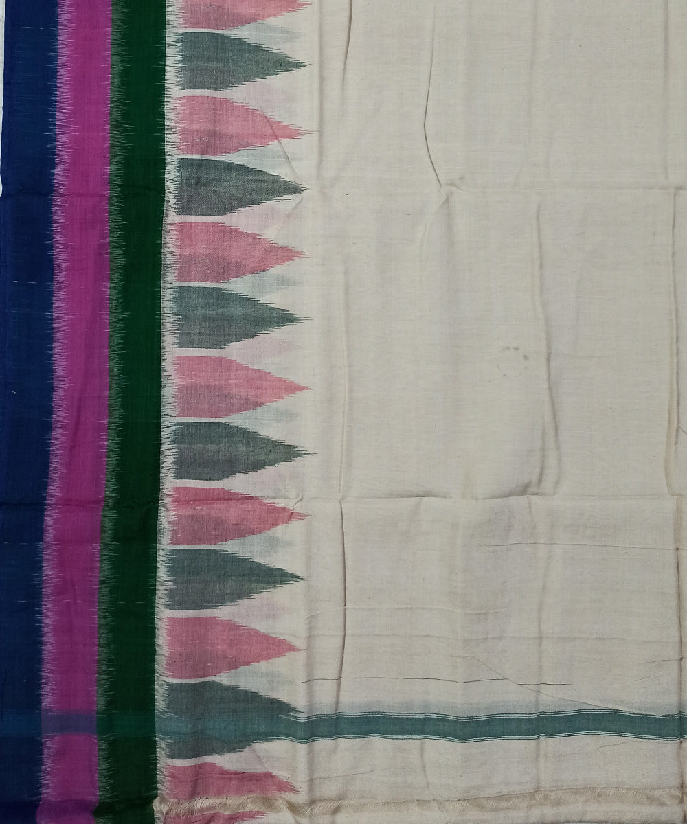 White multicolor border handwoven cotton sambalpuri dhoti