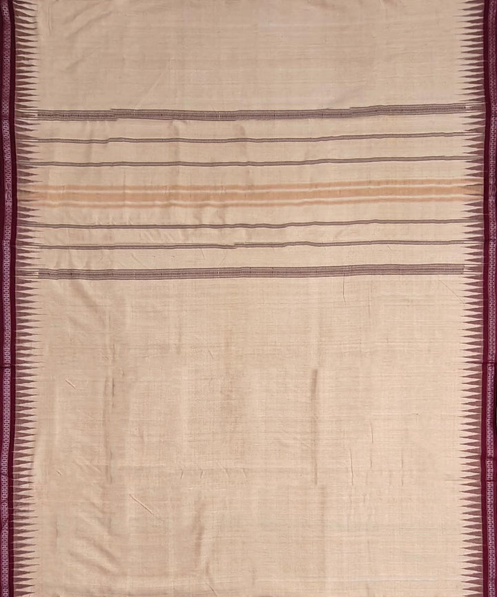 Beige maroon handwoven cotton sambalpuri dhoti