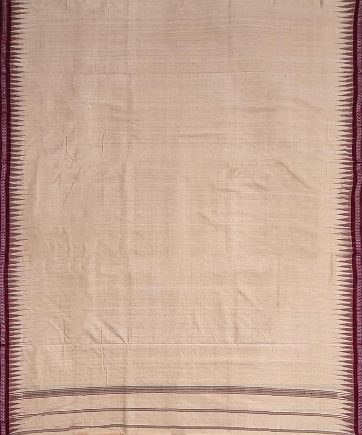 Beige maroon handwoven cotton sambalpuri dhoti