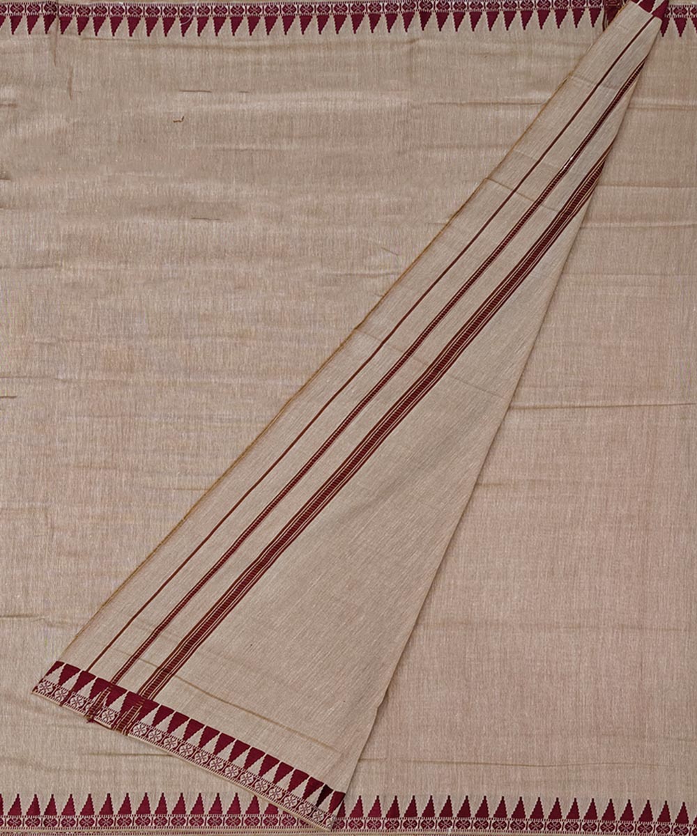 Beige handwoven cotton sambalpuri dhoti