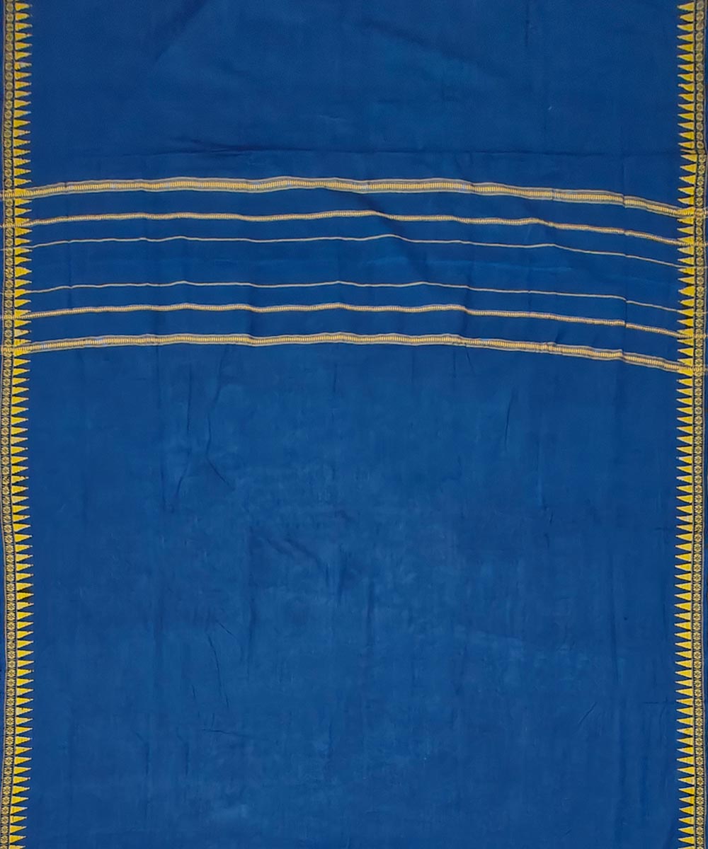 Navy blue yellow handwoven cotton sambalpuri dhoti
