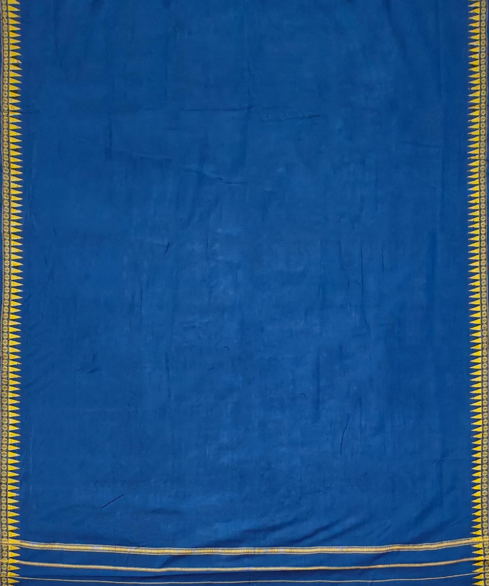 Navy blue yellow handwoven cotton sambalpuri dhoti