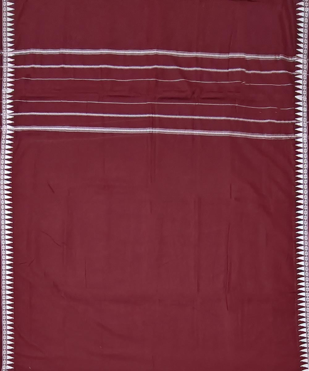 Maroon white handwoven cotton sambalpuri dhoti