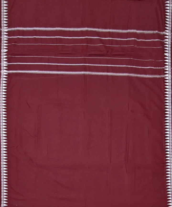 Maroon white handwoven cotton sambalpuri dhoti