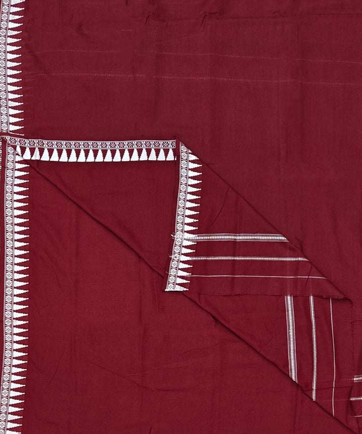 Maroon white handwoven cotton sambalpuri dhoti