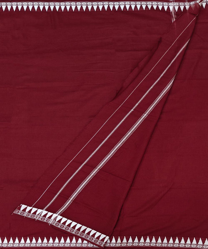 Maroon white handwoven cotton sambalpuri dhoti