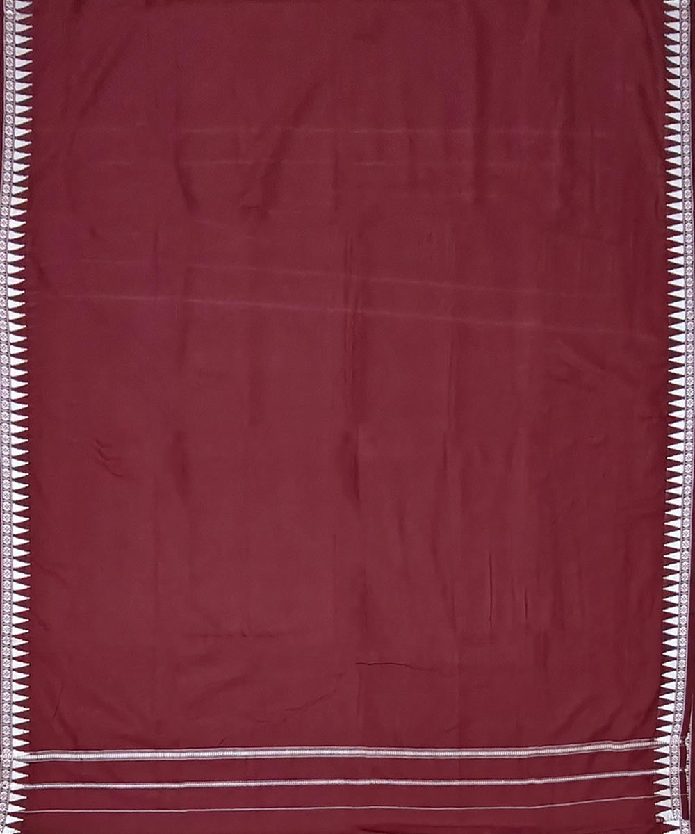 Maroon white handwoven cotton sambalpuri dhoti