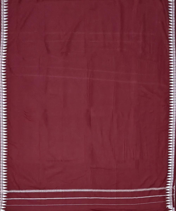 Maroon white handwoven cotton sambalpuri dhoti