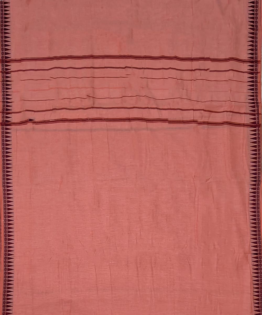 Orange maroon handwoven cotton sambalpuri dhoti