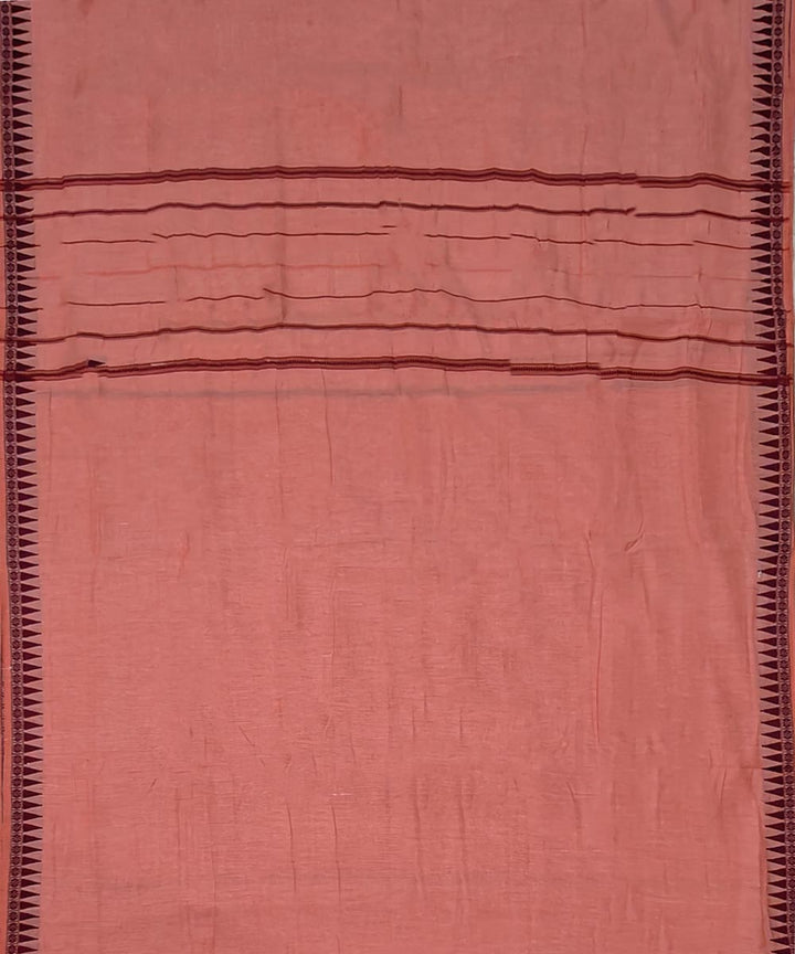 Orange maroon handwoven cotton sambalpuri dhoti