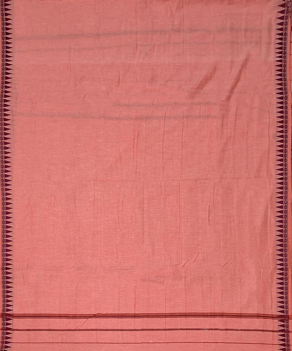 Orange maroon handwoven cotton sambalpuri dhoti