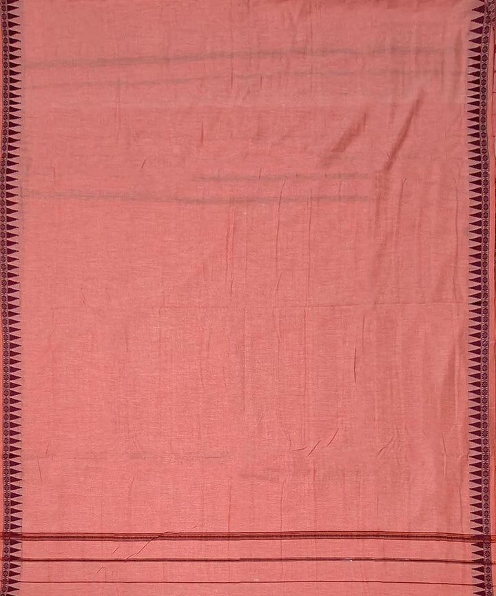 Orange maroon handwoven cotton sambalpuri dhoti