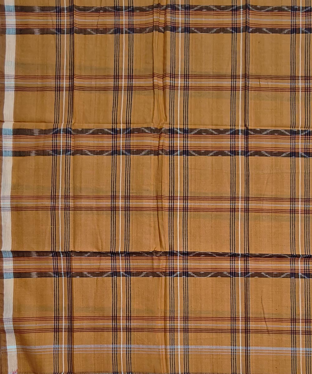 Brown check handwoven cotton sambalpuri lungi