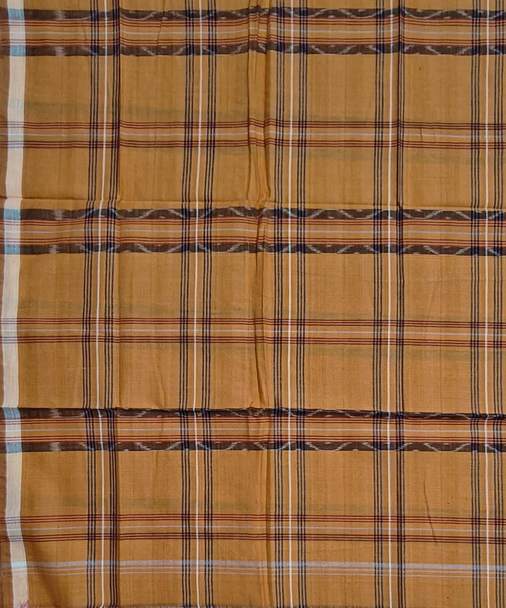 Brown check handwoven cotton sambalpuri lungi