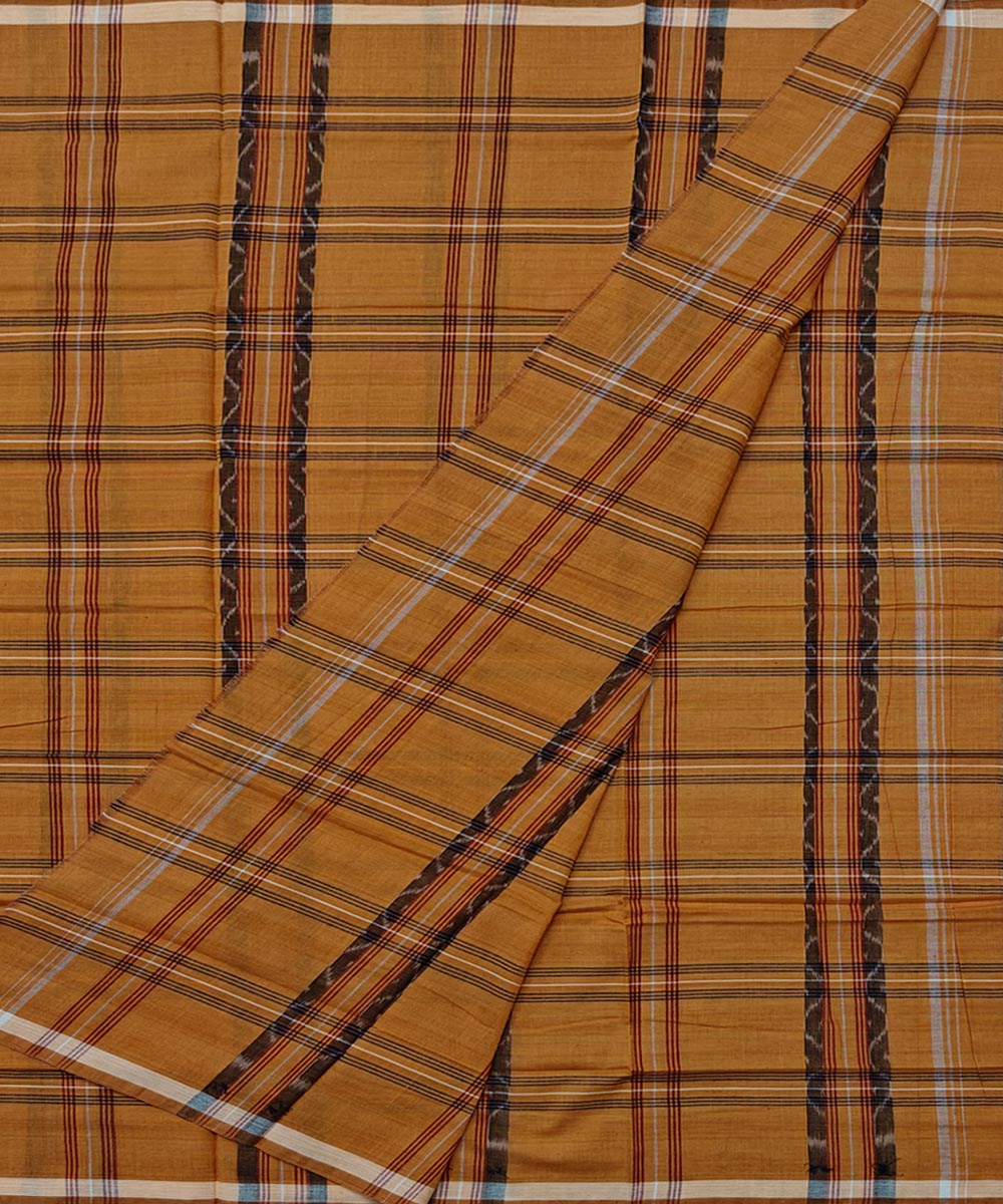 Brown check handwoven cotton sambalpuri lungi