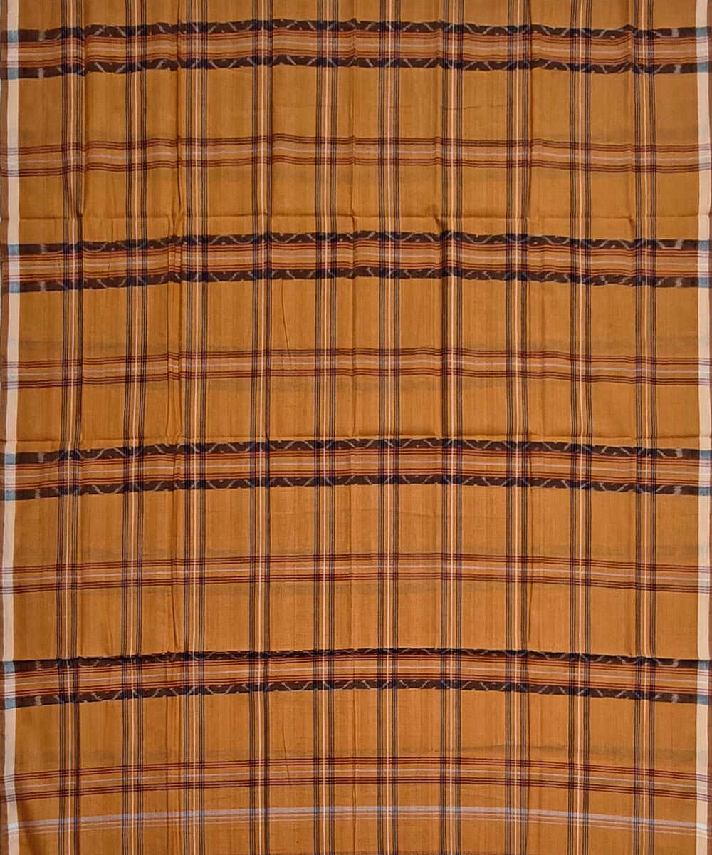 Brown check handwoven cotton sambalpuri lungi