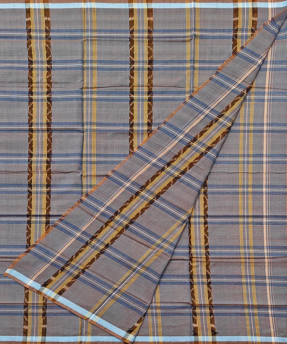 Grey check handwoven cotton sambalpuri lungi