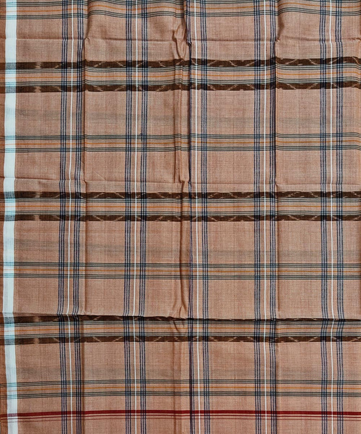 Beige check handwoven cotton sambalpuri lungi