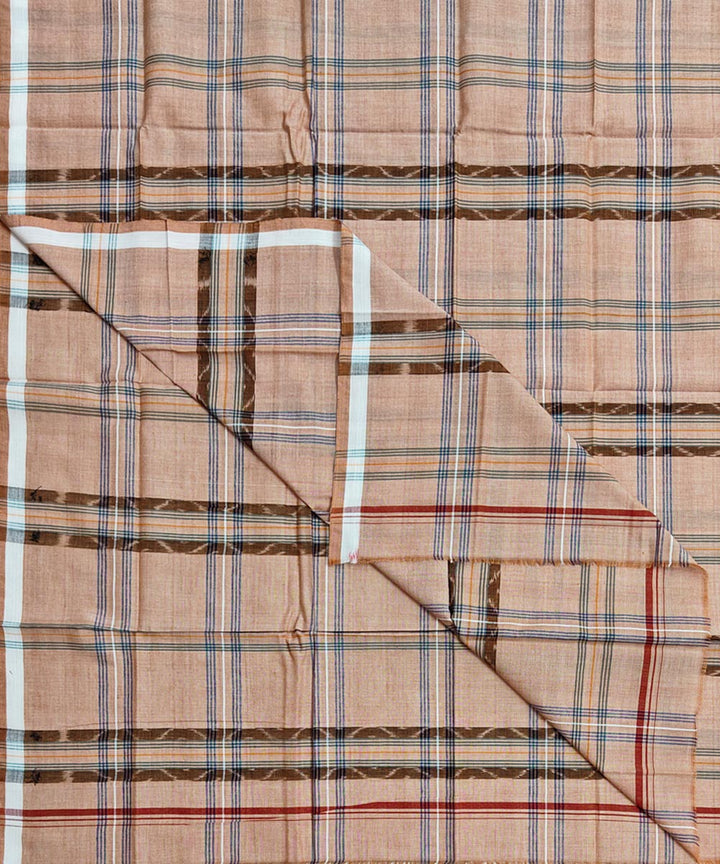 Beige check handwoven cotton sambalpuri lungi