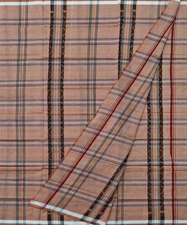 Beige check handwoven cotton sambalpuri lungi
