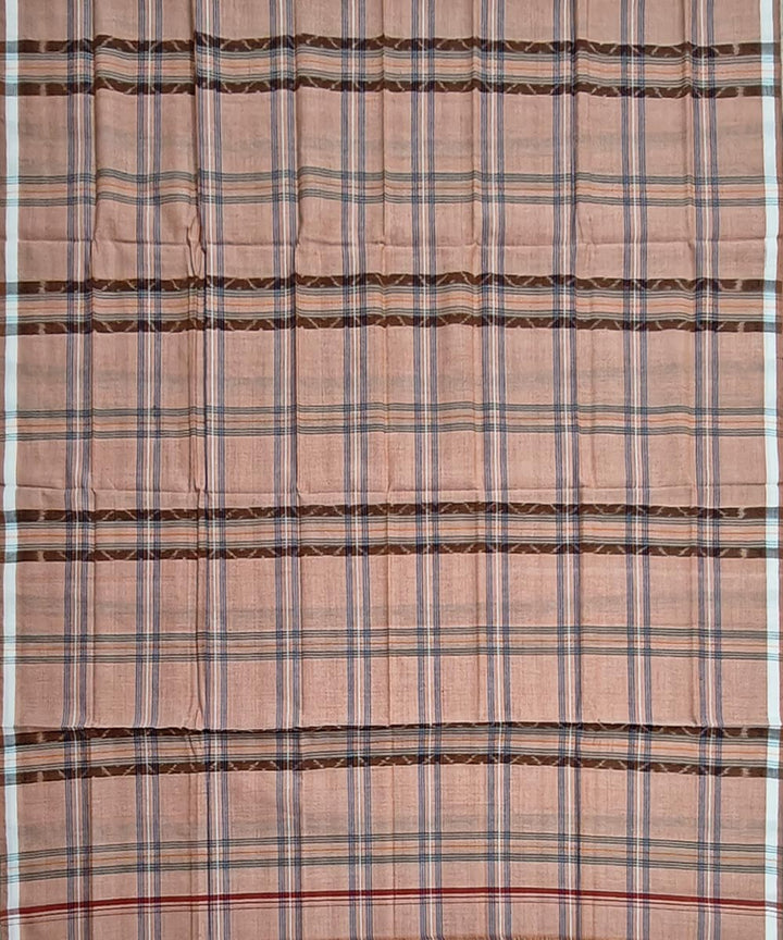 Beige check handwoven cotton sambalpuri lungi
