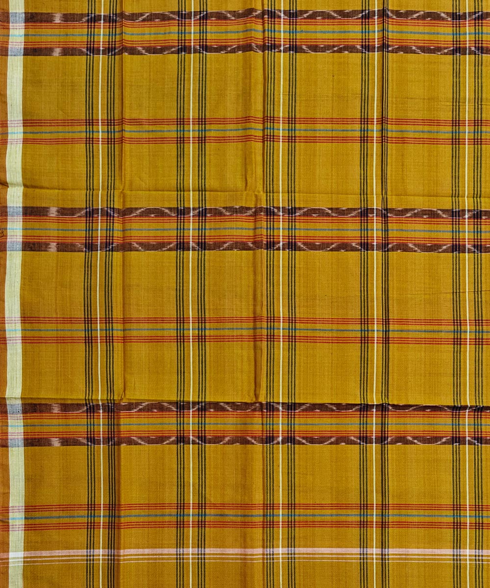 Camel yellow check handwoven cotton sambalpuri lungi