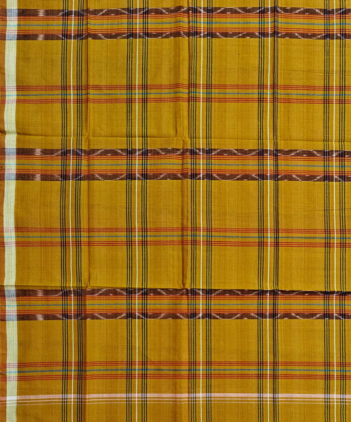 Camel yellow check handwoven cotton sambalpuri lungi