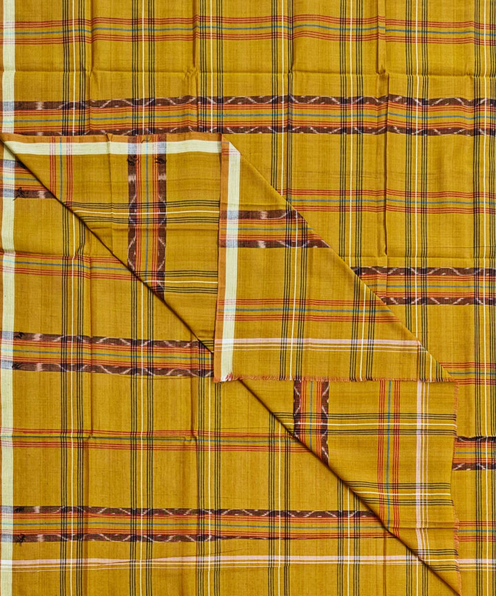 Camel yellow check handwoven cotton sambalpuri lungi