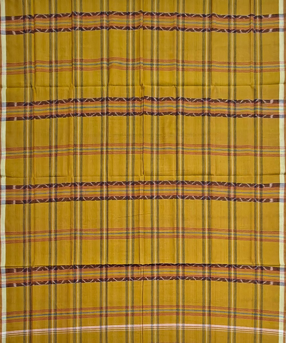 Camel yellow check handwoven cotton sambalpuri lungi