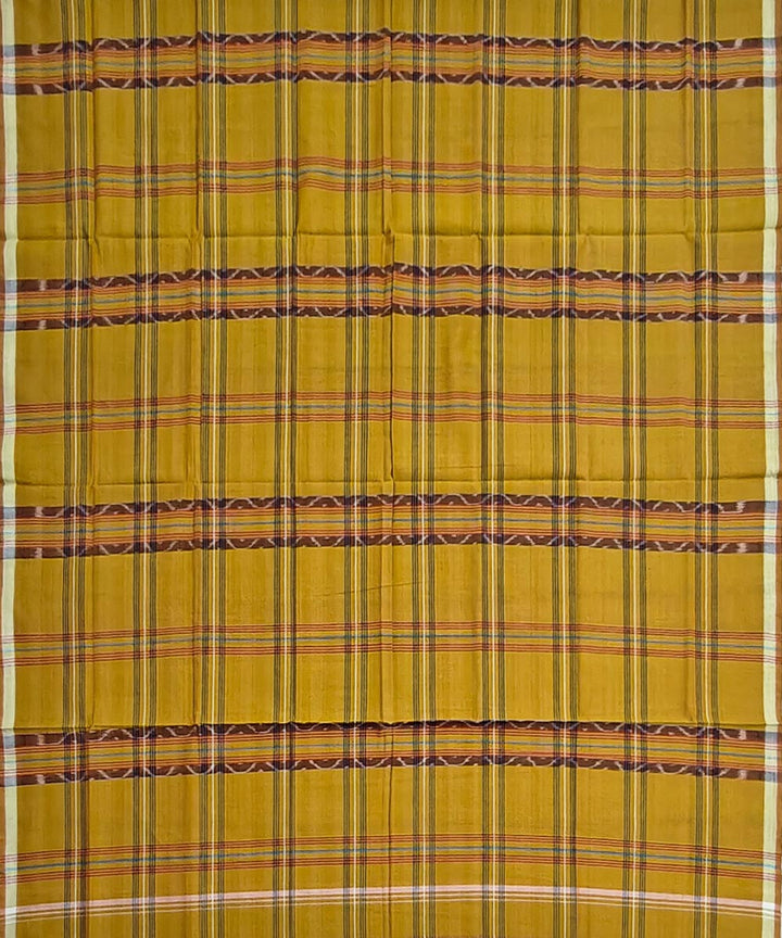 Camel yellow check handwoven cotton sambalpuri lungi