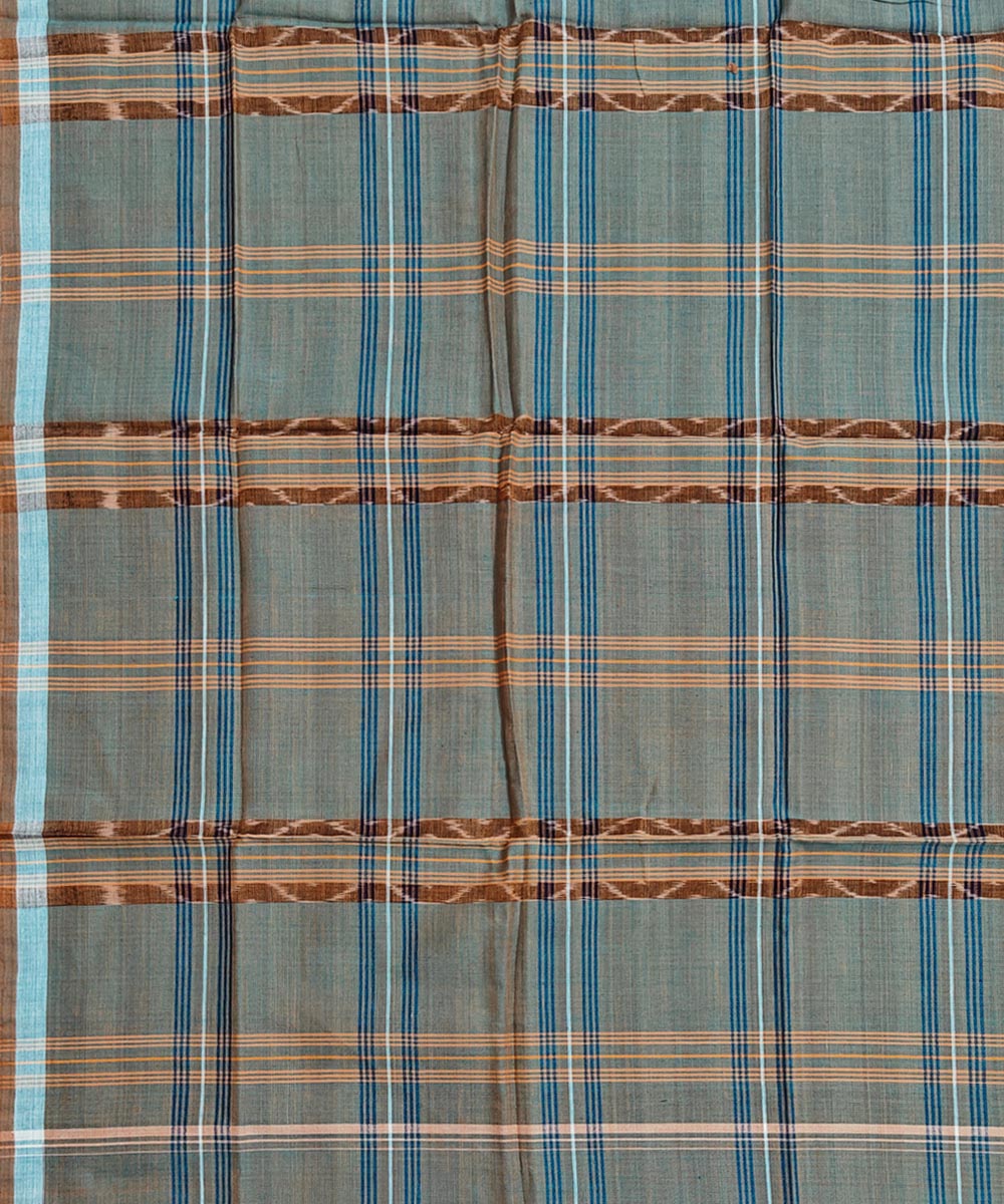 Light green check handwoven cotton sambalpuri lungi