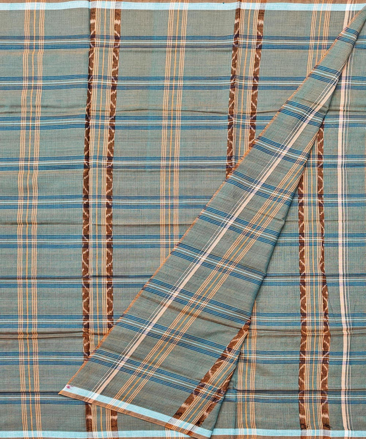 Light green check handwoven cotton sambalpuri lungi