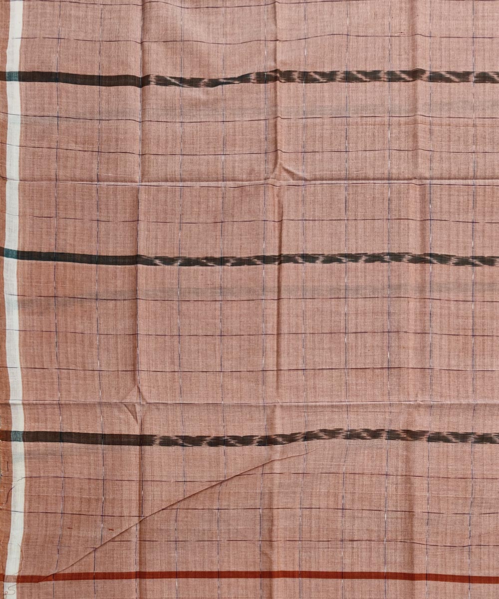 Beige striped handwoven cotton sambalpuri lungi