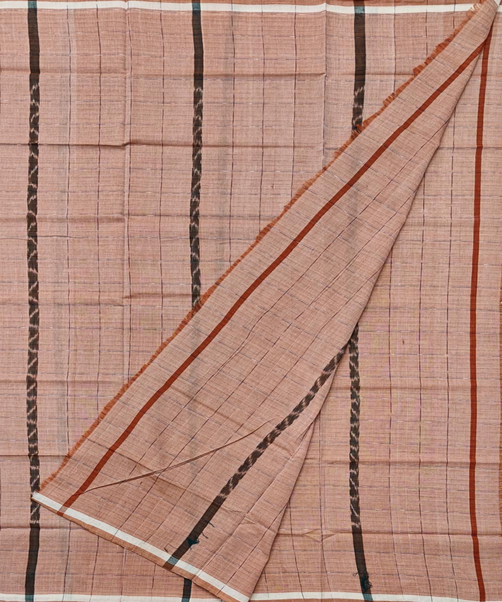 Beige striped handwoven cotton sambalpuri lungi