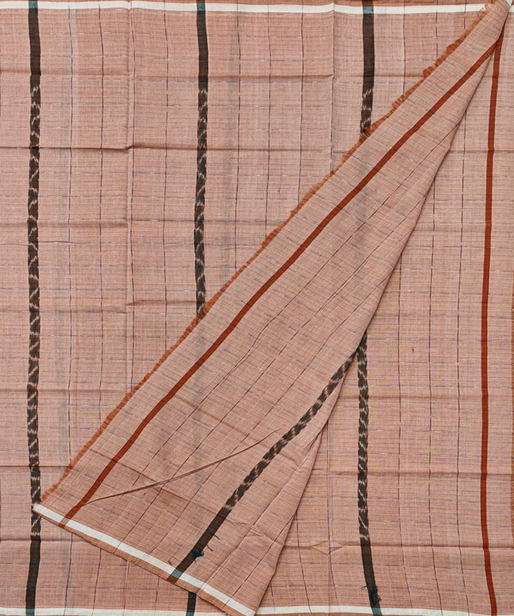 Beige striped handwoven cotton sambalpuri lungi