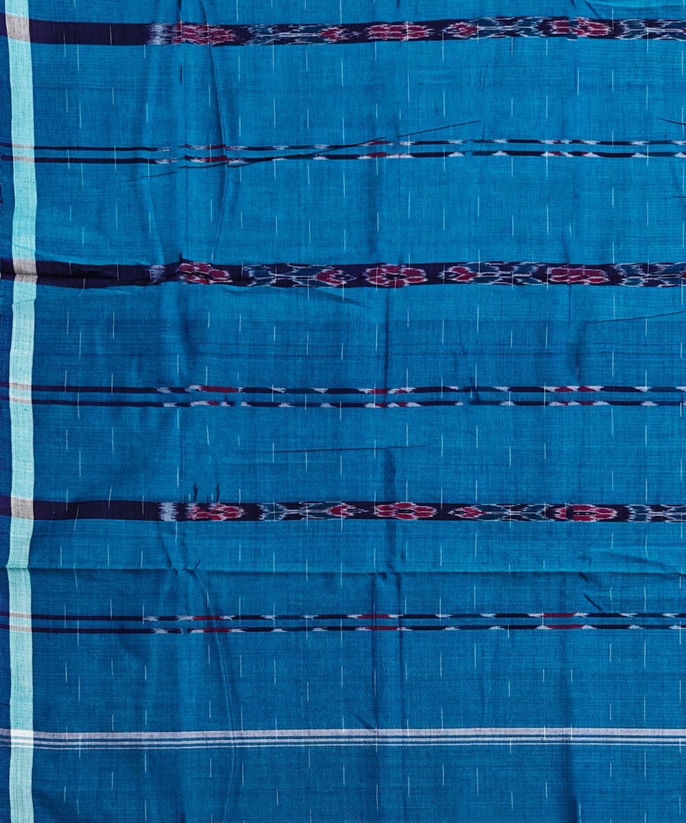Cyan blue handwoven cotton sambalpuri lungi
