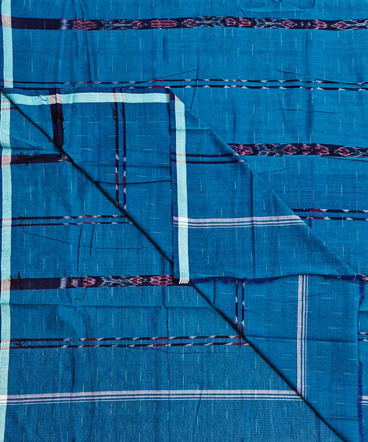 Cyan blue handwoven cotton sambalpuri lungi